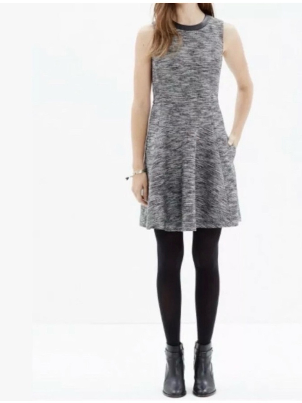 Madewell Anywhere Gray Marled Sleeveless Knit A-Line Mini Dress